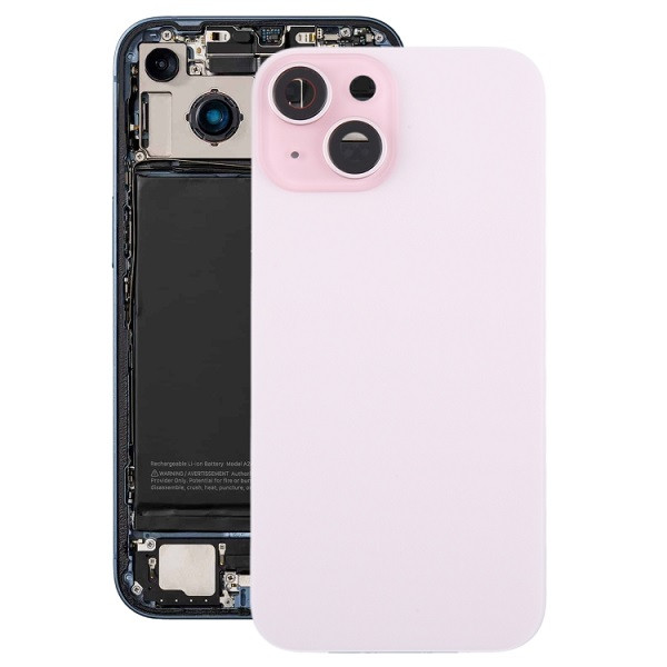 Glass Battery Back Cover with Camera Lens Cover for iPhone 15 Plus (Pink)