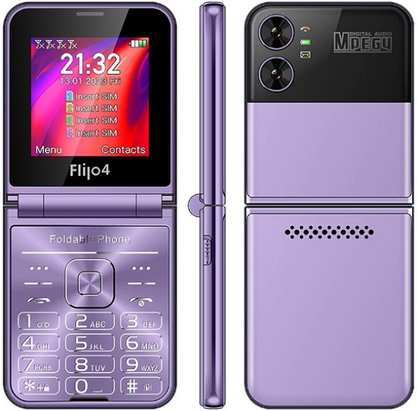 Etoren EU  UNIWA F265 Flip Phone Quad Sim Purple-Ofertas online