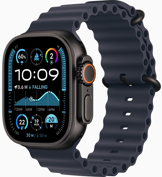 Apple Watch Ultra 2 GPS + Cellular 49mm Black Titanium Case with Navy Ocean Band