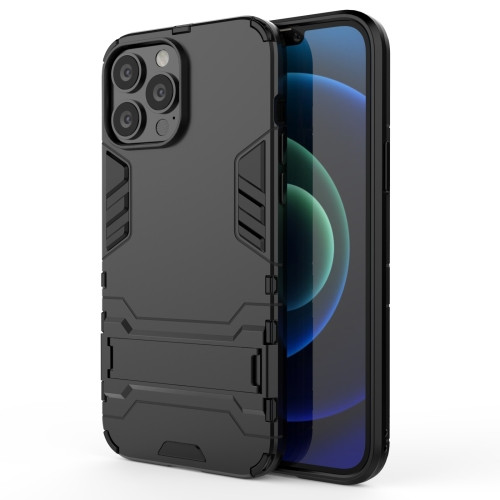 PC + TPU Shockproof Protective Case with Invisible Holder for iPhone 13 Pro Max (Black)