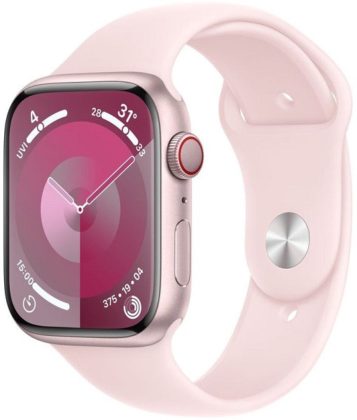 Apple Watch Series 9 GPS + Cellular 45mm Pink Aluminium Case with S/M Pink Sport Band