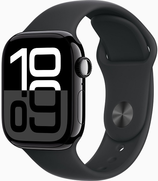 Apple Watch Series 10 GPS + Cellular 46mm Jet Black Aluminium Case with S/M Black Sport Band